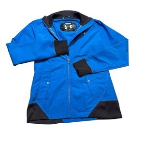 💙Under Armour Women’s Blue Zip Up Jacket Sz S Black Trim Athletic Hoodie‎ 💙